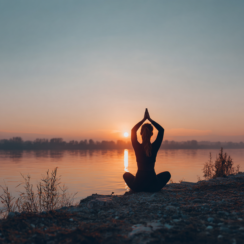 Nyugodt jóga gyakorlás természetben